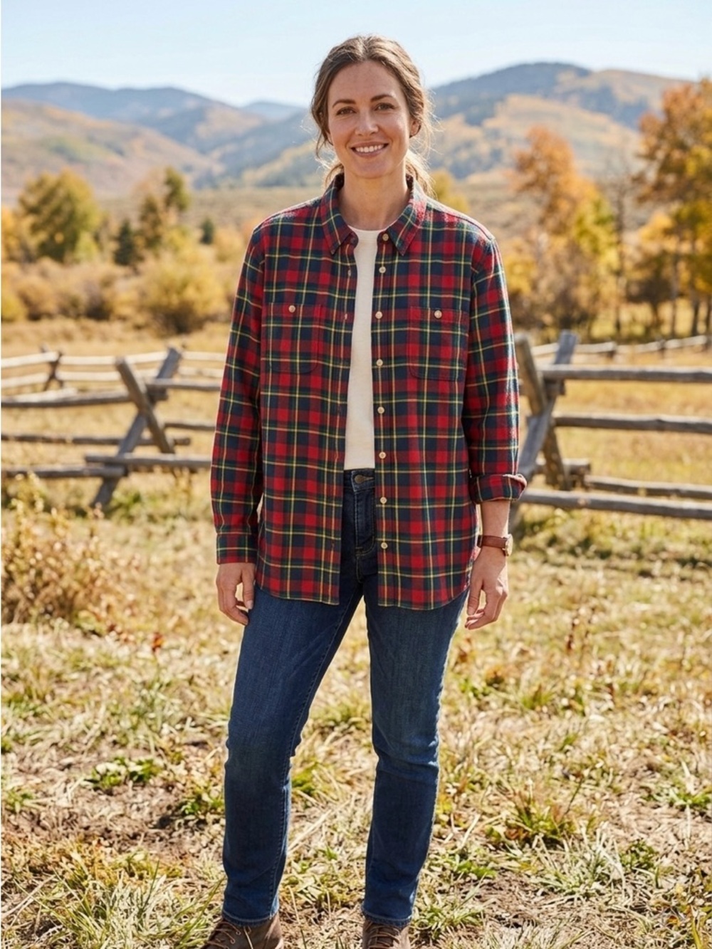 🔴 Duluth Trading Co Free Swingin Flannel Shirt XL Red Plaid Cabincore